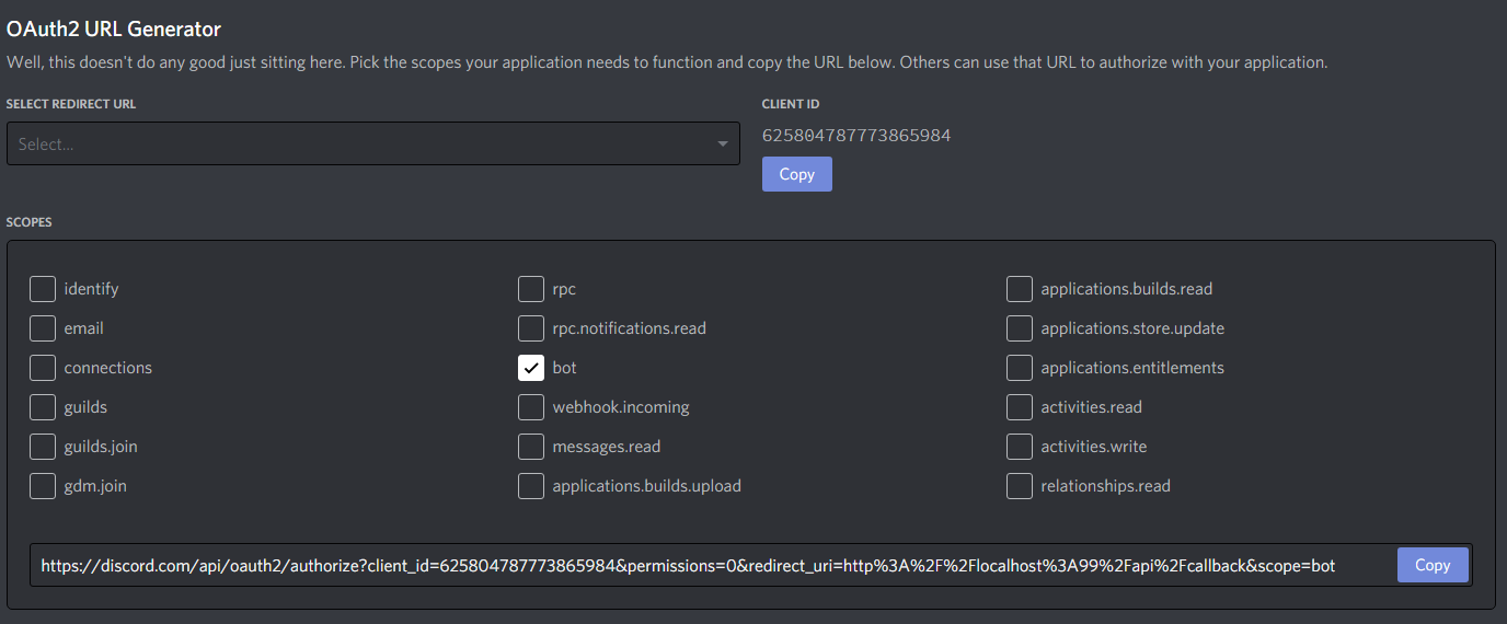 Oauth2 application does not have a bot ошибка discord